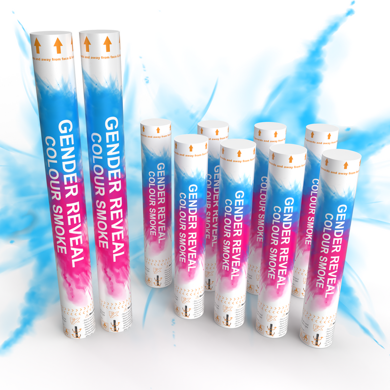 Gender Reveal Holi Cannon Pack - 2 x 45cm & 8 x 30cm